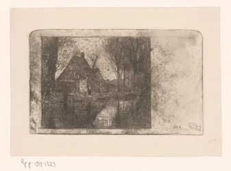 Wooden House and Trees by a Ditch
