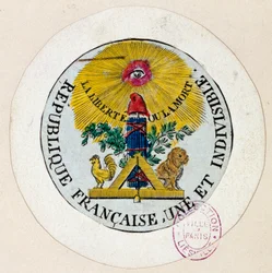 French Revolution: Seal Decorates Symbols of the Republic and of the Freemasonry Industry