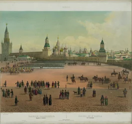 The Basil Cathedral at the Red Square in Moscow from a panoramic view of Moscow in 10 parts