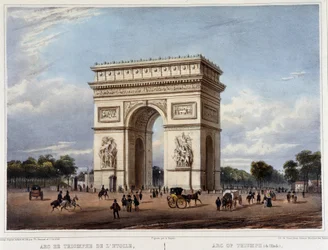 The Arc de Triomphe - in Promenade dans Paris et ses environs, designed by Jacottet and Benoist, c. 1840