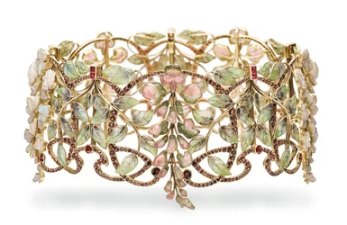 Art Nouveau multi-gem and enamel 