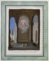The Nymphs Promise Daphnis the Return of Chloe. Drawing by Philippe d