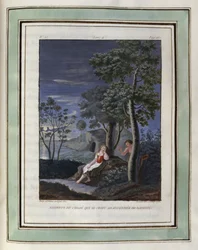 Regrets of Chloe Who Believes She is Abandoned by Daphnis (Illustration from Les Amours Pastorales de Daphnis et Chloe 1787 Edition)