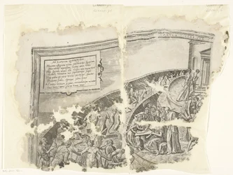 Upper Left Corner of a Print of the Scene of Cebes (Tabula Cebetis Carta Vitae)