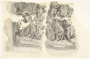 Lower Left Corner of a Print of the Scene of Cebes