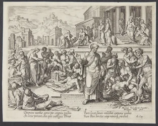 Petrus healing the sick with his shadow