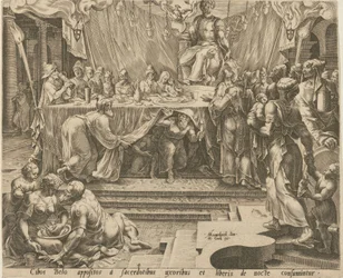 The Priests of Bel Eat and Drink in the Temple, Plate 4, and Daniel Feeds the Dragon, Plate 7, Plates 4 and 7 from the series “The Story of Daniel, Bel and the Dragon”