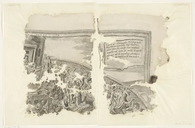 Upper Right Corner of a Print of the Scene of Cebes (Tabula Cebetis Carta Vitae)