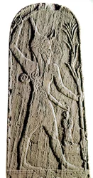 Limestone stele of the god Baal in lightning (19th or 18th century BC)
