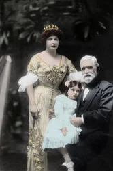 Australian Singer Nellie Melba (1861-1931) with Her Father and an Unidentified Little Girl. Melbourne, Early 20th Century