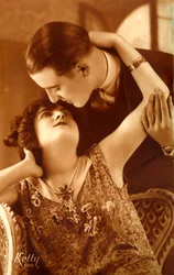 1920s French Couple Embracing