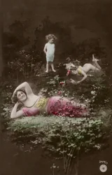 Family on a riverbank
