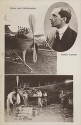 French aviator Hubert Latham and his aeroplane