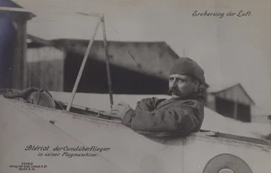 French Aviator Louis Bleriot, the First to Fly Across the English Channel, in His Monoplane