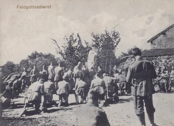 German army soldiers participating in an open air church service