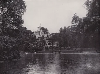 Great Garden, Karola Lake and Restaurant (b/w photo)