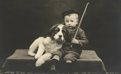 Little boy with dog