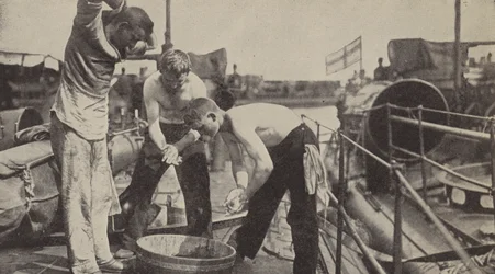 The daily wash aboard a German torpedo boat
