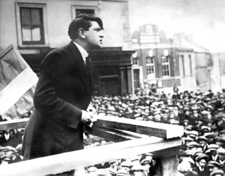 Last photo of the Irish politician Michael Collins, during his speech to the Skibereen Committee, March 1922