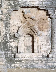 View of stupa of two-headed eagle of ancient Sirkap archaeological area, Pakistan