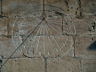 Sundial, detail from the Church of Santa Maria la Major, Montblanc, Catalonia