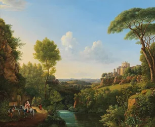 Italian Landscape with Travellers by a Well