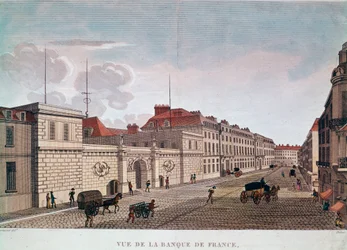 The Bank of France from Rue Croix-Petits-Champs in Paris (Engraving)
