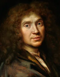 Detail of the “Portrait of Molière” (1622-1673), Jean-Baptiste Poquelin - painting from the school of Pierre Mignard (1612-1695) - Chantilly, Musée Condé