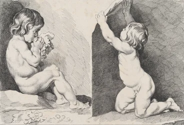 Two Nude Children Eating Grapes, from New Book of Children