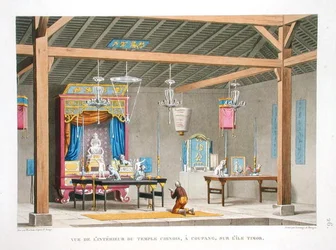 View of the interior of the Chinese Temple at Kupang, on the Island of Timor