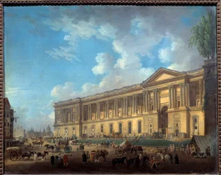The colonnade of the newly degaged Louvre. View of Paris