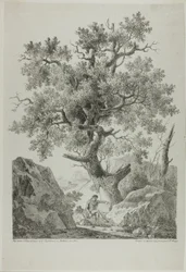 Artist in a Rocky Landscape