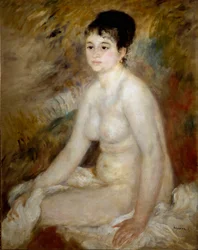 After the bath. Portrait of a naked woman sitting