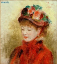 Young Woman with Flower Hat