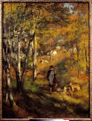 Jules Lecoeur and his dogs in Fontainebleau forest.