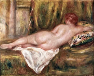 Naked layer seen from back or rest after bath