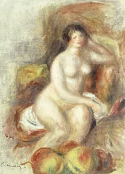 Nude Woman Sitting with Apples
