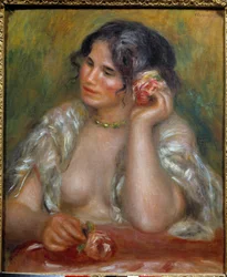 Portrait of Gabrielle a la rose (1878 - 1959). Painting by Pierre Auguste Renoir (1841-1919)