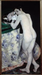 The young boy with the cat