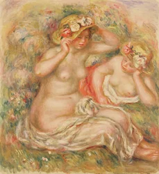Two Nudes Wearing Hats