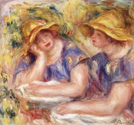 Two Women in Blue Dresses