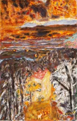 Landscape, the Pink House, Sunset