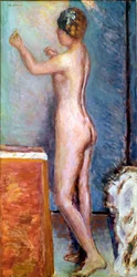 Nude on Blue Background