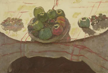 Plate of apples on a table