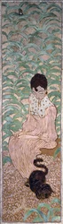 Seated Woman with a Cat, one of four panels of Women in the Garden