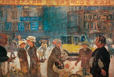 Street Scene in Paris with Taxi
