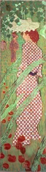 Woman with a Checked Dress, one of four panels of Women in the Garden