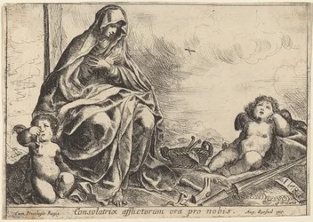 Virgin Bowing to Instruments of the Passion