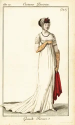 Woman in formal wear drawn at the Opera, Paris
