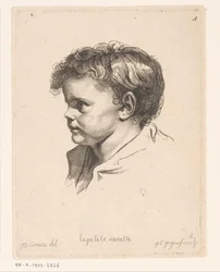 Head of a Young Child, Turned to the Left La Petite Nanette (title on object) Heads of Various Figures (series title) Ir. Cahier de Têtes de Différens Caractères (series title)